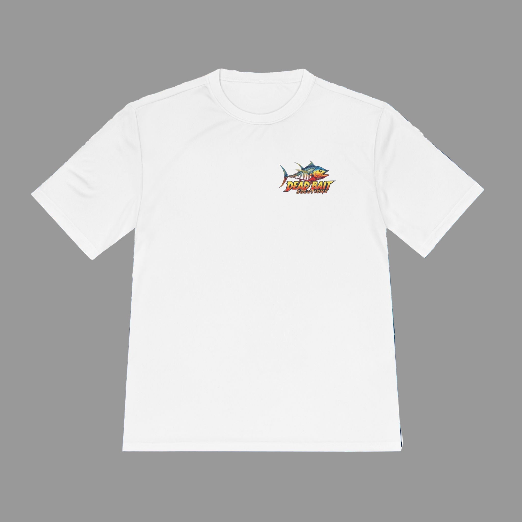 White t-shirt with a logo on a background of water