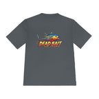 Gray t-shirt with 'Dead Bait Solutions' graphic on a blue ocean background